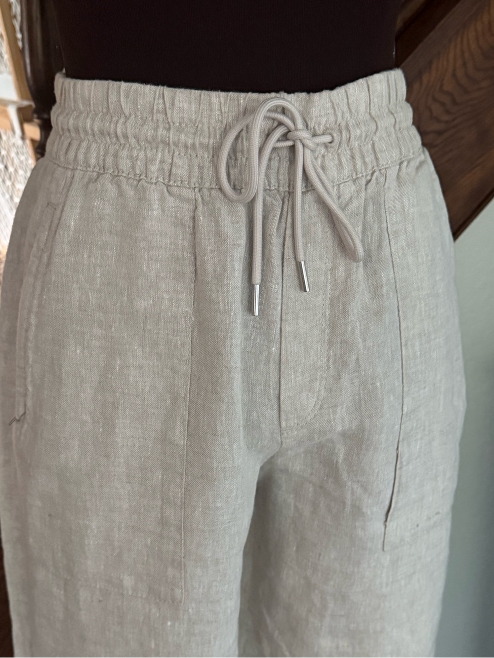 Athleta Retreat 100% Linen Wide Leg Pants Natural Size M - Picture 6 of 13